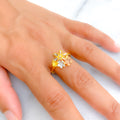 Vibrant Floral Cluster 22k Gold Ring 