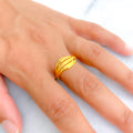 Versatile Interlinked Striped 22k Gold Ring 