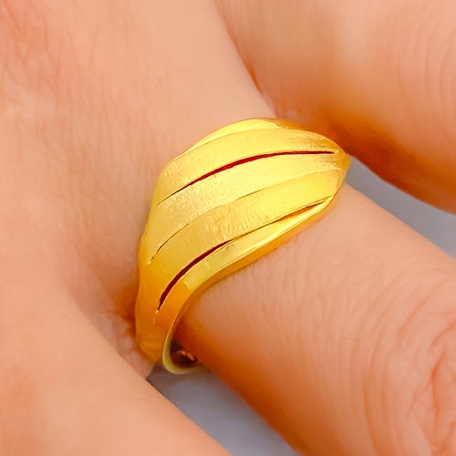Gold Minimalist Ring, Oval Designer Yellow Gold Ring | Benati
