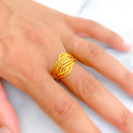 High Finished 22k Gold Curved Ring 