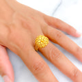 Glistening Dapper 22k Gold Flower Ring 