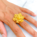 Contemporary Dressy 22k Gold Flower Ring 