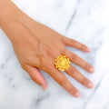 Stylish Sparkling 22k Gold Flower Ring 