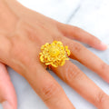 Stylish Sparkling 22k Gold Flower Ring 