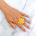 Elegant Blooming 22k Gold Flower Ring 