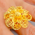 Sophisticated Filigree 22k Gold Flower Ring 