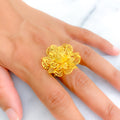 Fancy Fine Netted 22k Gold Flower Ring 