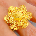Radiant Regal 22k Gold Beaded Flower Ring 