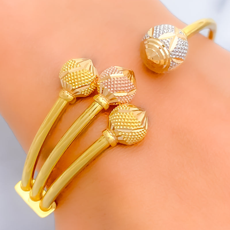 Extravagant Three-Tone 22k Gold Bangle Bracelet 