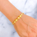 Alternating Floral 22k Gold Bangle Bracelet 