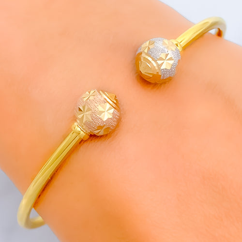 Radiant Floral 22k Gold Bangle Bracelet 