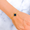 Upscale Black Onyx 21k Gold Clover Bracelet 
