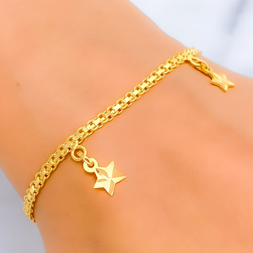 Dazzling Star Charm 22k Gold Bracelet 