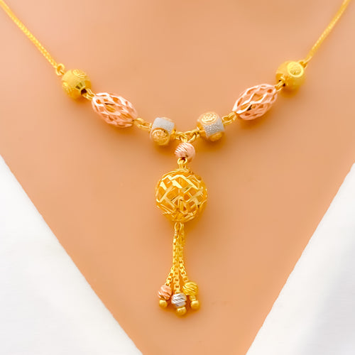 Stunning 22K Rose Gold Cutwork Necklace 