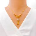 Reflective Polka Dotted 22K Gold Necklace 