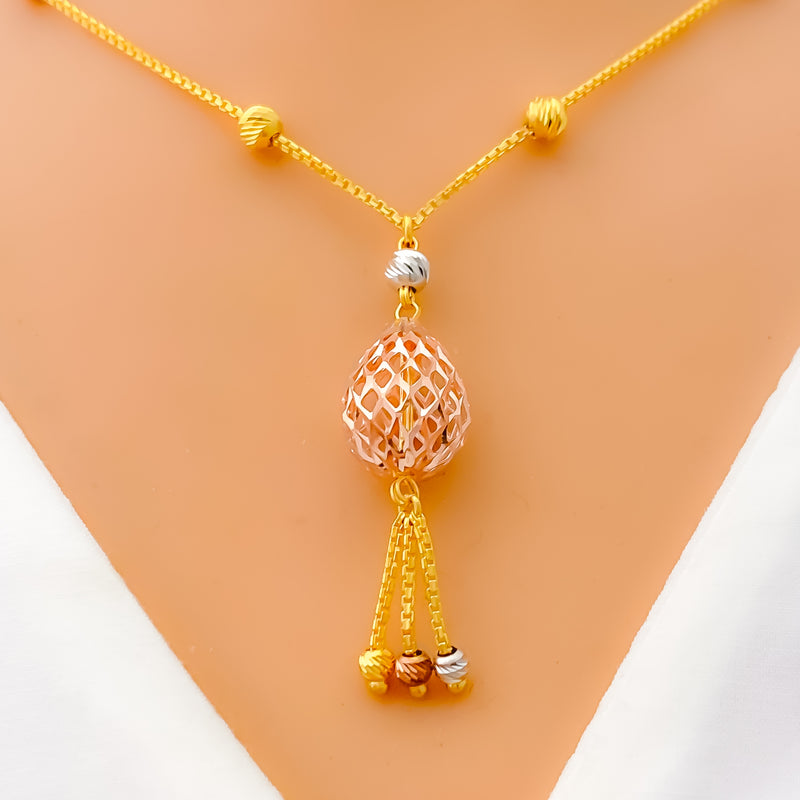 Magnificent Mesh Drop 22K Gold Necklace 