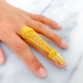 Dressy Sophisticated Floral 22k Overall Gold Finger Ring 