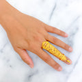 V Shaped Tasseled 22k Overall Gold Finger Ring 