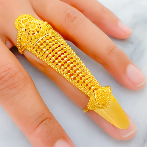 Extravagant Decorative 22k Overall Gold Finger Ring 