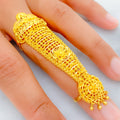 Festive Grand Floral 22k Overall Gold Finger Ring 