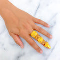 Draped Multi Chain 22k Overall Gold Finger Ring 