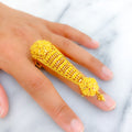 Fascinating Floral 22k Overall Gold Finger Ring 