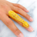 Magnificent Beaded 22k Overall Gold Finger Ring 
