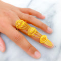 Iconic Triple Marquise 22k Overall Gold Finger Ring 