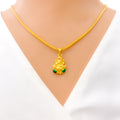 Versatile Colorful 22k Gold Ganesh Pendant 