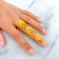Graceful Crescent 22k Overall Gold Finger Ring 