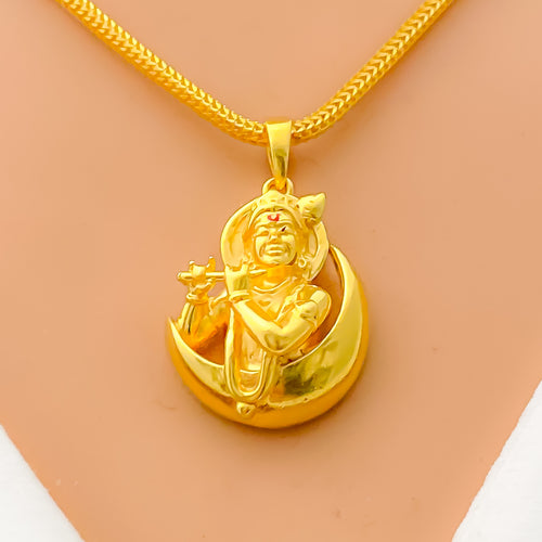 Magnificent 22k Gold Krishna Pendant 