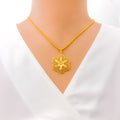 Charming Filigree Floral 22K Gold Pendant 