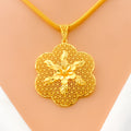 Charming Filigree Floral 22K Gold Pendant 