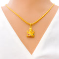 Delightful 22k Gold Flower Accented Ganesh Pendant 