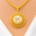 Classic Round Netted 22K Gold Pendant 