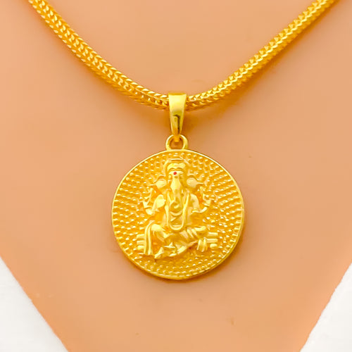 Opulent 22k Gold Coin Ganesh Pendant 