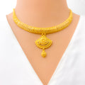 Impeccable Fanned 22k Gold Necklace Set 