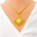 Beautiful Blooming Square 22K Gold Pendant 