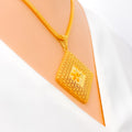 Beautiful Blooming Square 22K Gold Pendant 