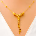 Glistening Dangling Chain 22k Gold Necklace Set 