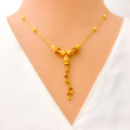Glistening Dangling Chain 22k Gold Necklace Set 
