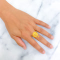 Floral Tasseled Beaded 22K Gold Ring