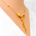 Glistening Dangling Chain 22k Gold Necklace Set 