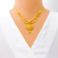 Traditional Floral Fan 22k Gold Necklace Set 