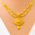 Traditional Floral Fan 22k Gold Necklace Set 