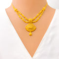 Traditional Floral Fan 22k Gold Necklace Set 