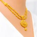 Traditional Floral Fan 22k Gold Necklace Set 