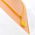 Engraved 22k Gold Leaf Adorned Ganesh Pendant 