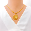 Fascinating Floral Filigree 22K Gold Pendant 