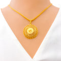 Dressy Beaded Floral Net 22K Gold Pendant 